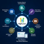 highlevel business operations platform custom objects integrations marketplace ai