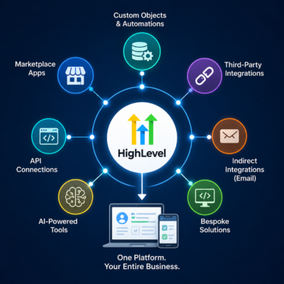 highlevel business operations platform custom objects integrations marketplace ai